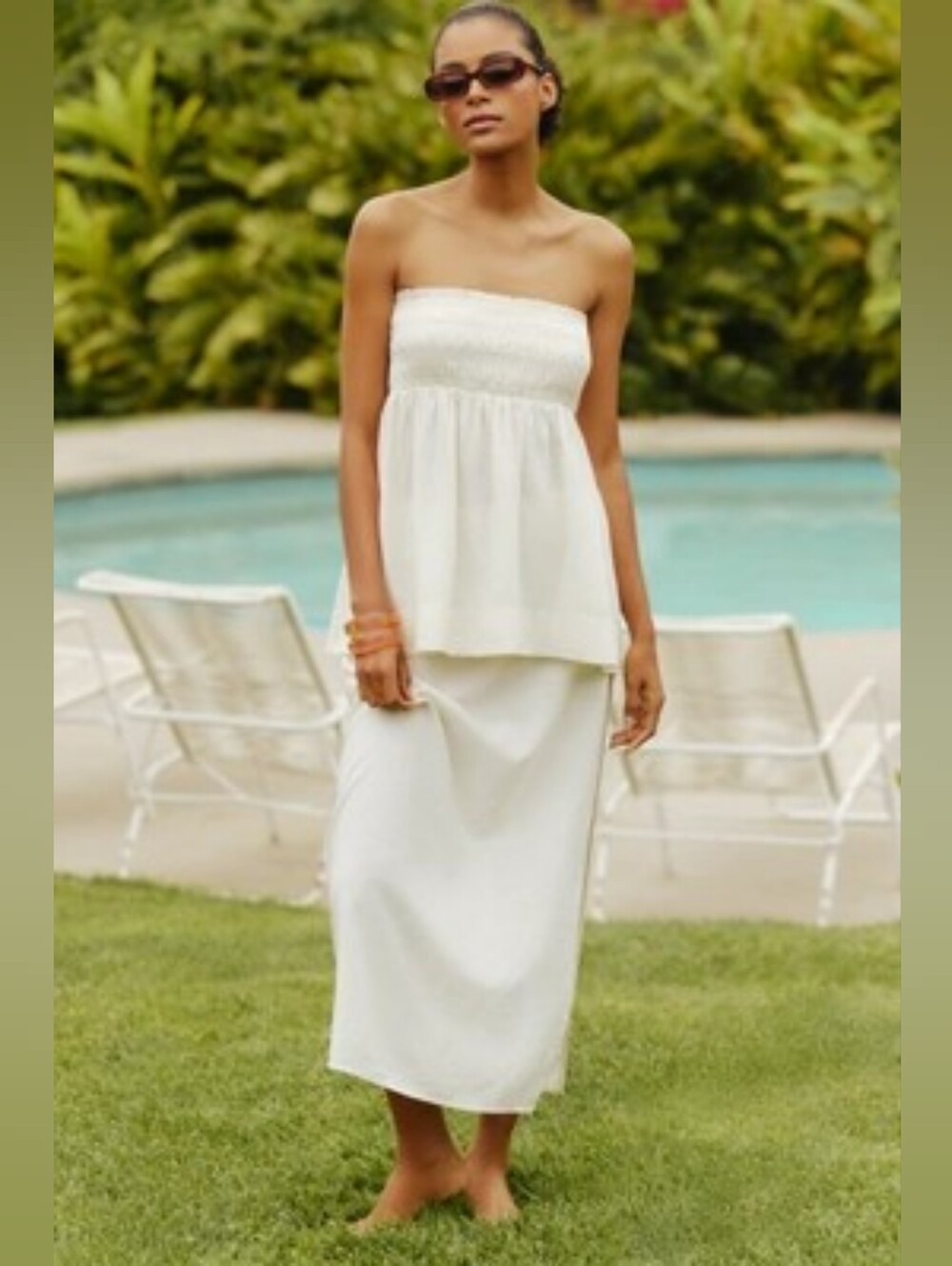 Celandine Linen-Blend Side-Slit Maxi Skirt